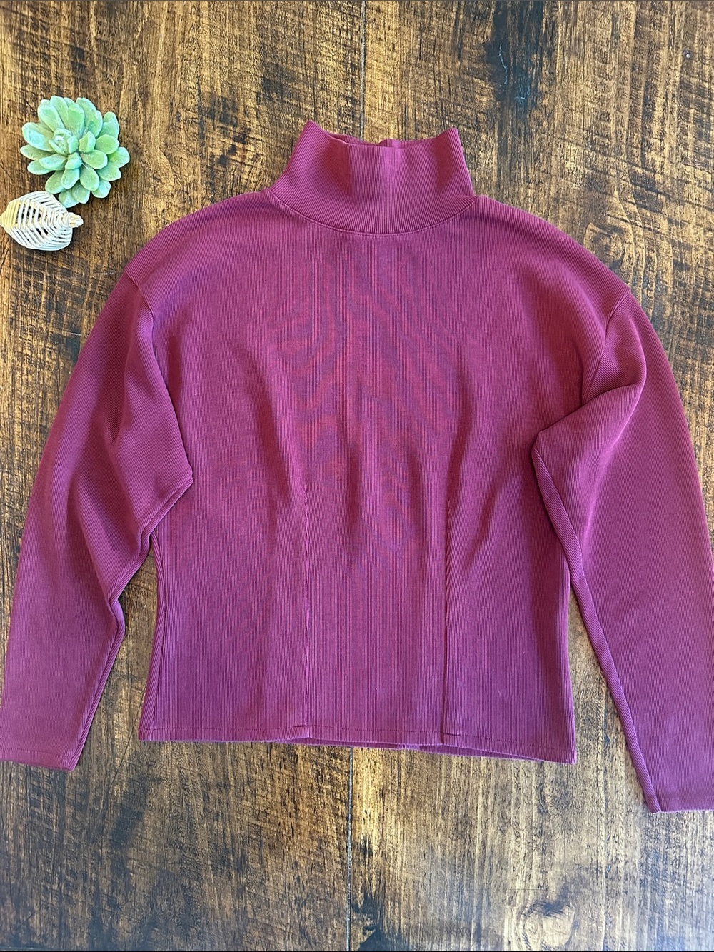 VTG 90s Express Tricot  | Wine Red Mock Neck Sweater/Top, Size L